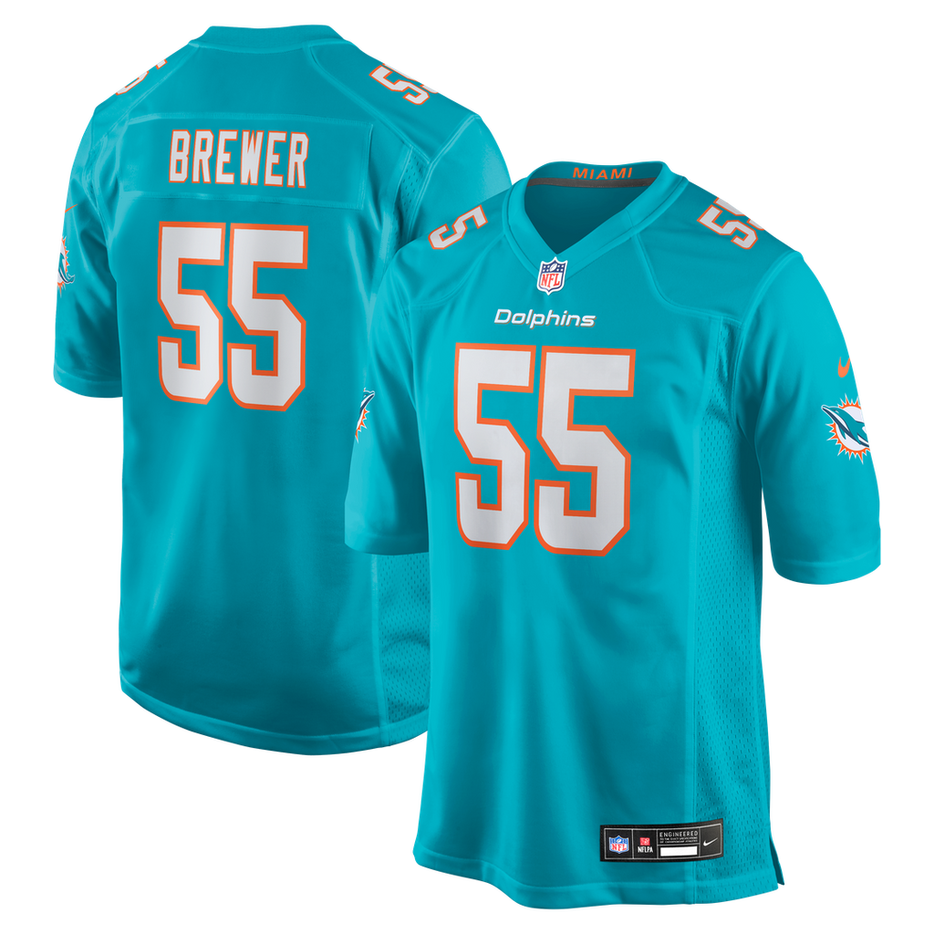 Aaron Brewer Miami Dolphins Nike  Game Jersey -  Aqua