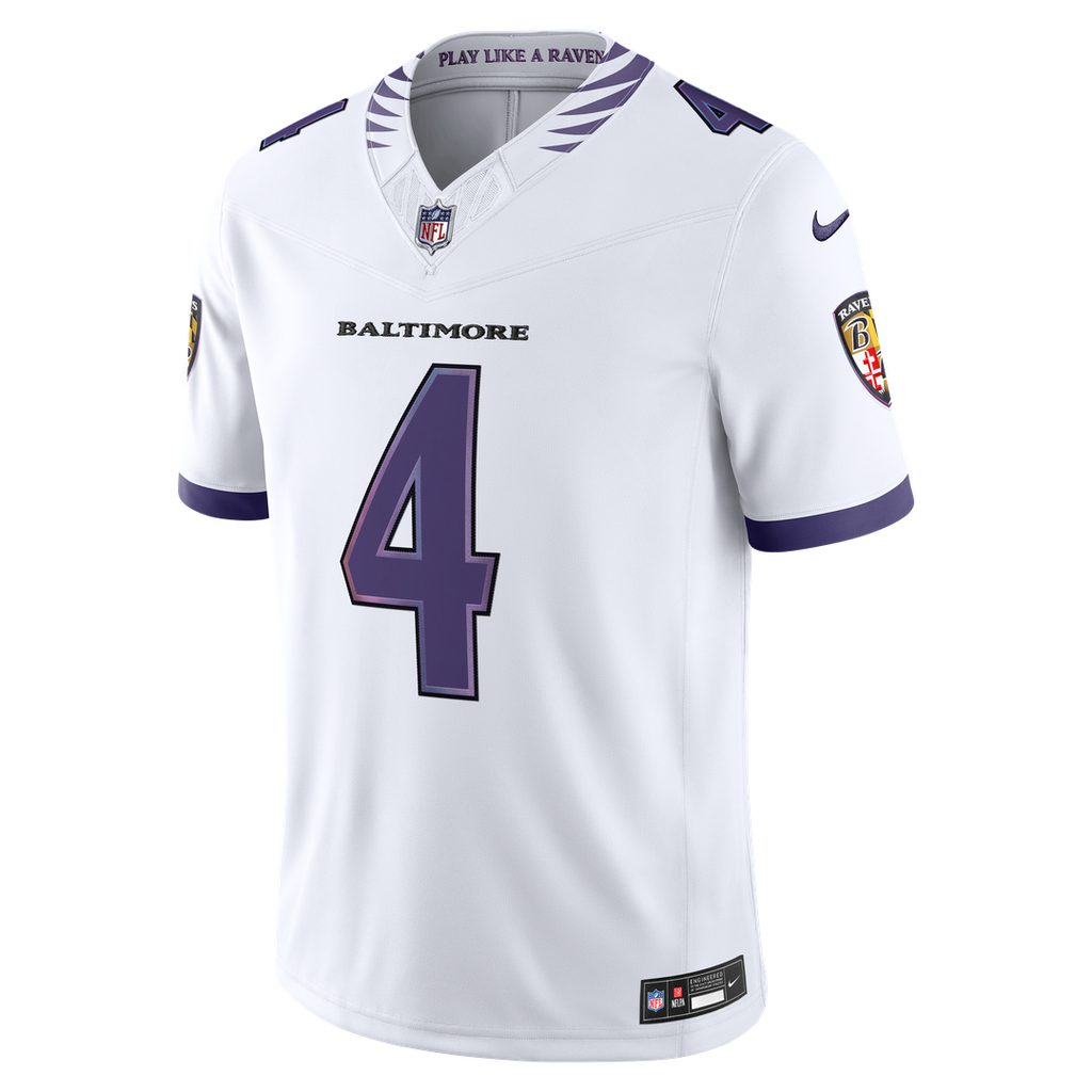 Zay Flowers Baltimore Ravens Nike Vapor F.U.S.E. Stitched Limited Jersey - White