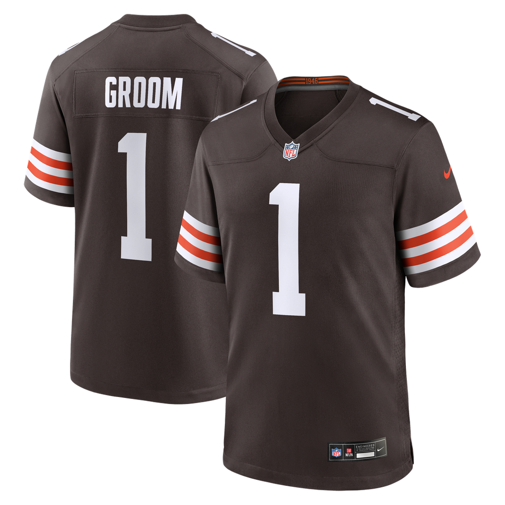 Number 1 Groom Cleveland Browns Nike Game Jersey - Brown